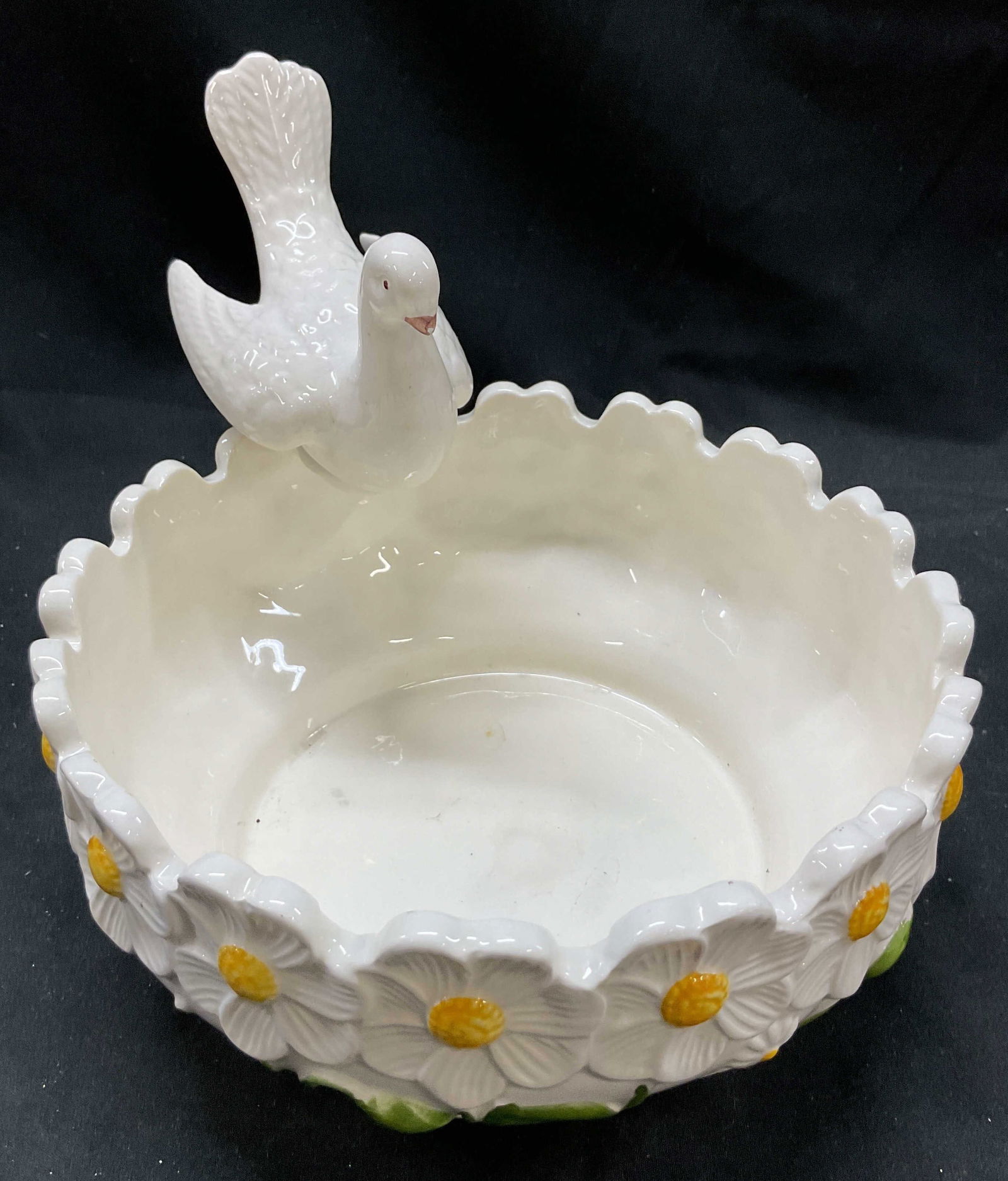 Vtg Ardalt Ceramic Dove Daisies Bowl Brazil (1 of 8)