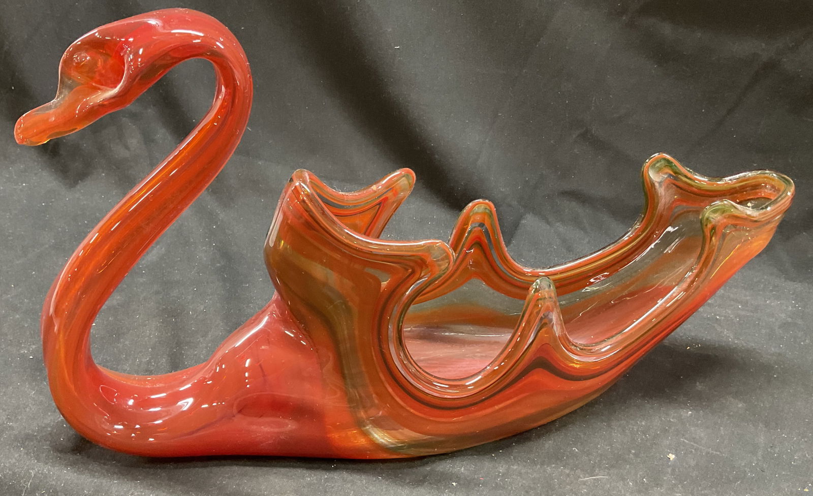 Vtg MURANO Style Sooner Hand Blown Swan Dish (1 of 6)