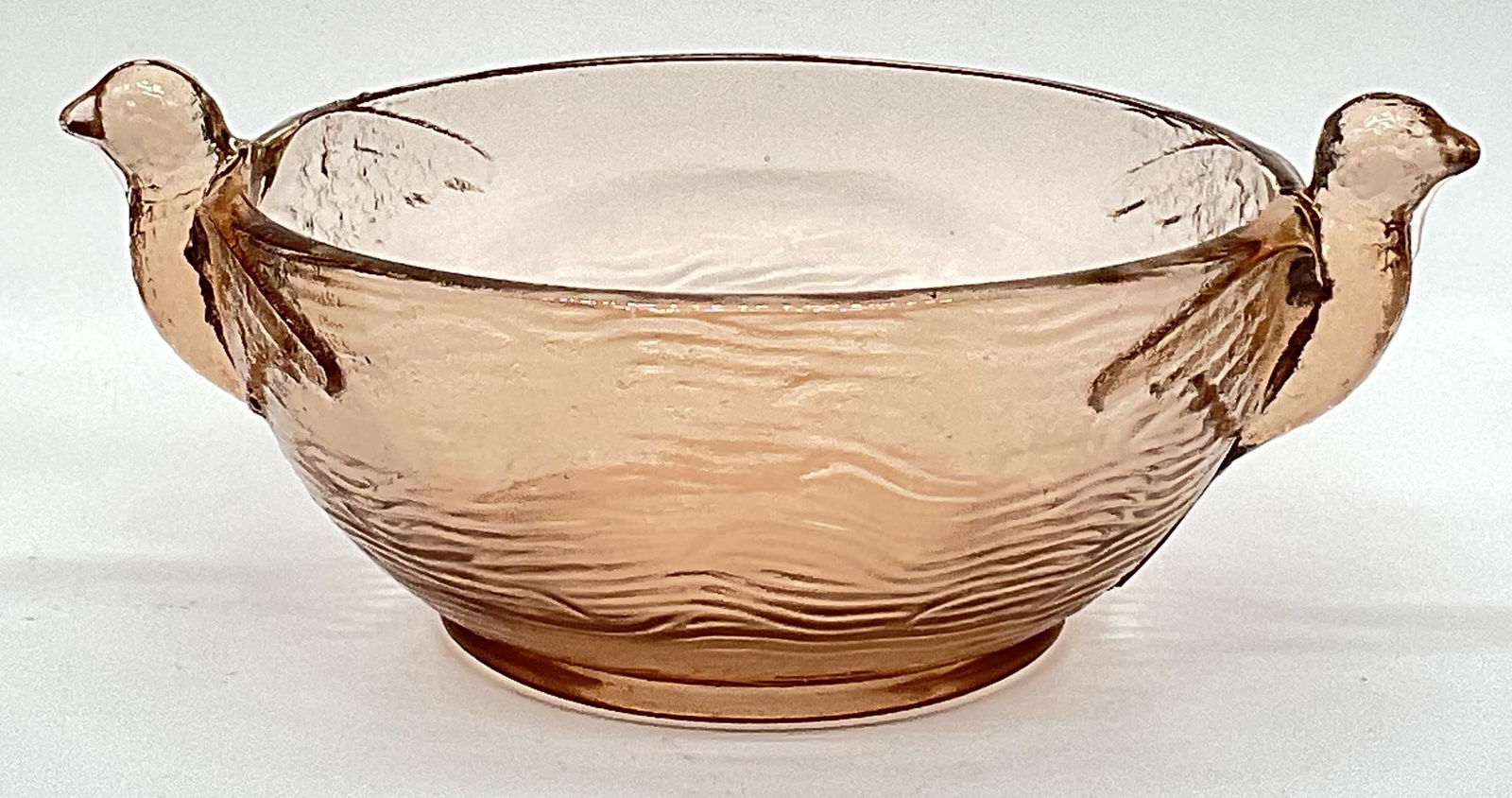 Vintage Pink Glass Bird Figural Handled Bowl (1 of 7)
