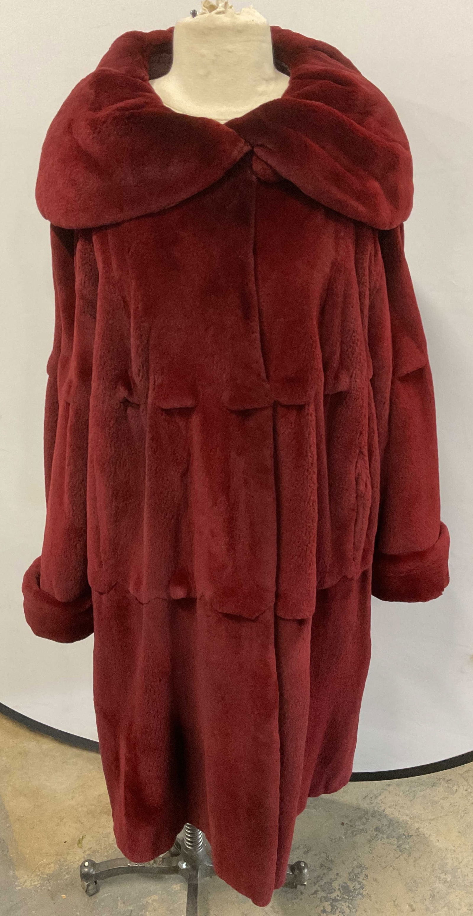 Vintage Burgundy Sheared Beaver Fur Coat (1 of 8)