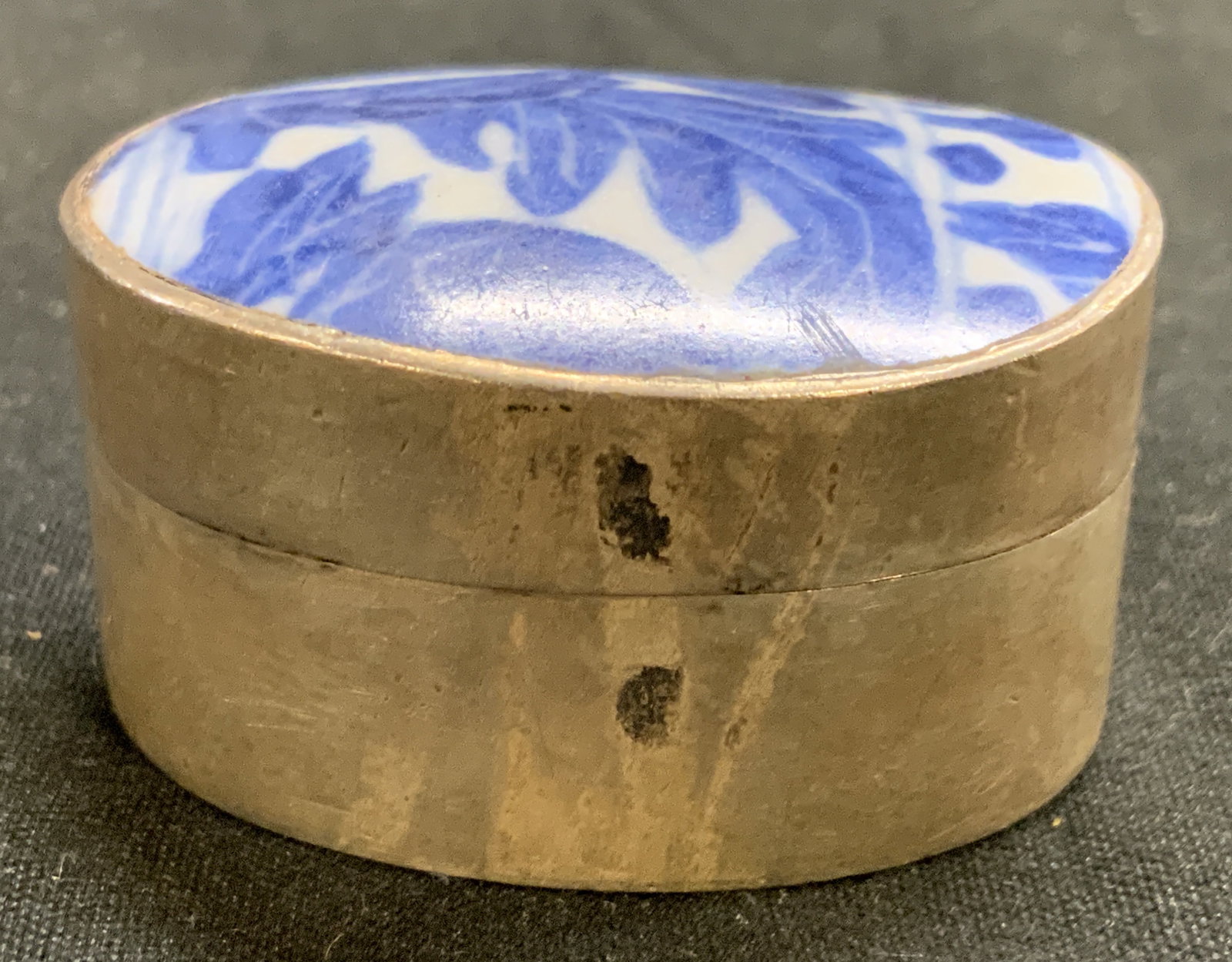 STERLING Silver & Porc Asian Pill Box W Lid (1 of 8)