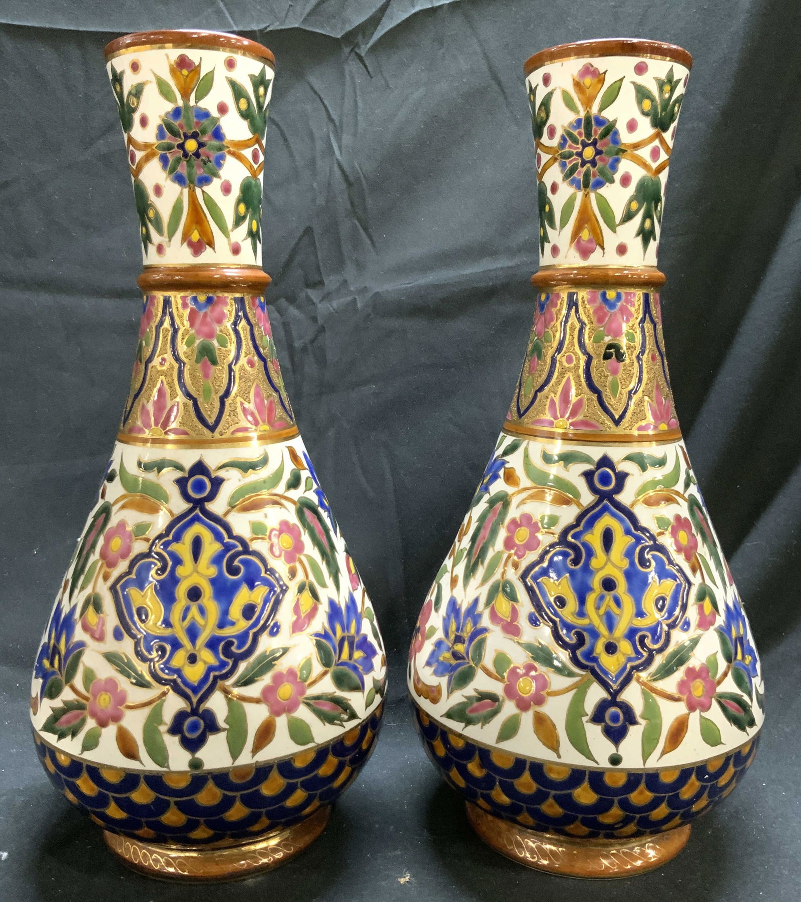 Josef Steidl Znaim Pr Polychrome Porcelain Vases (1 of 8)