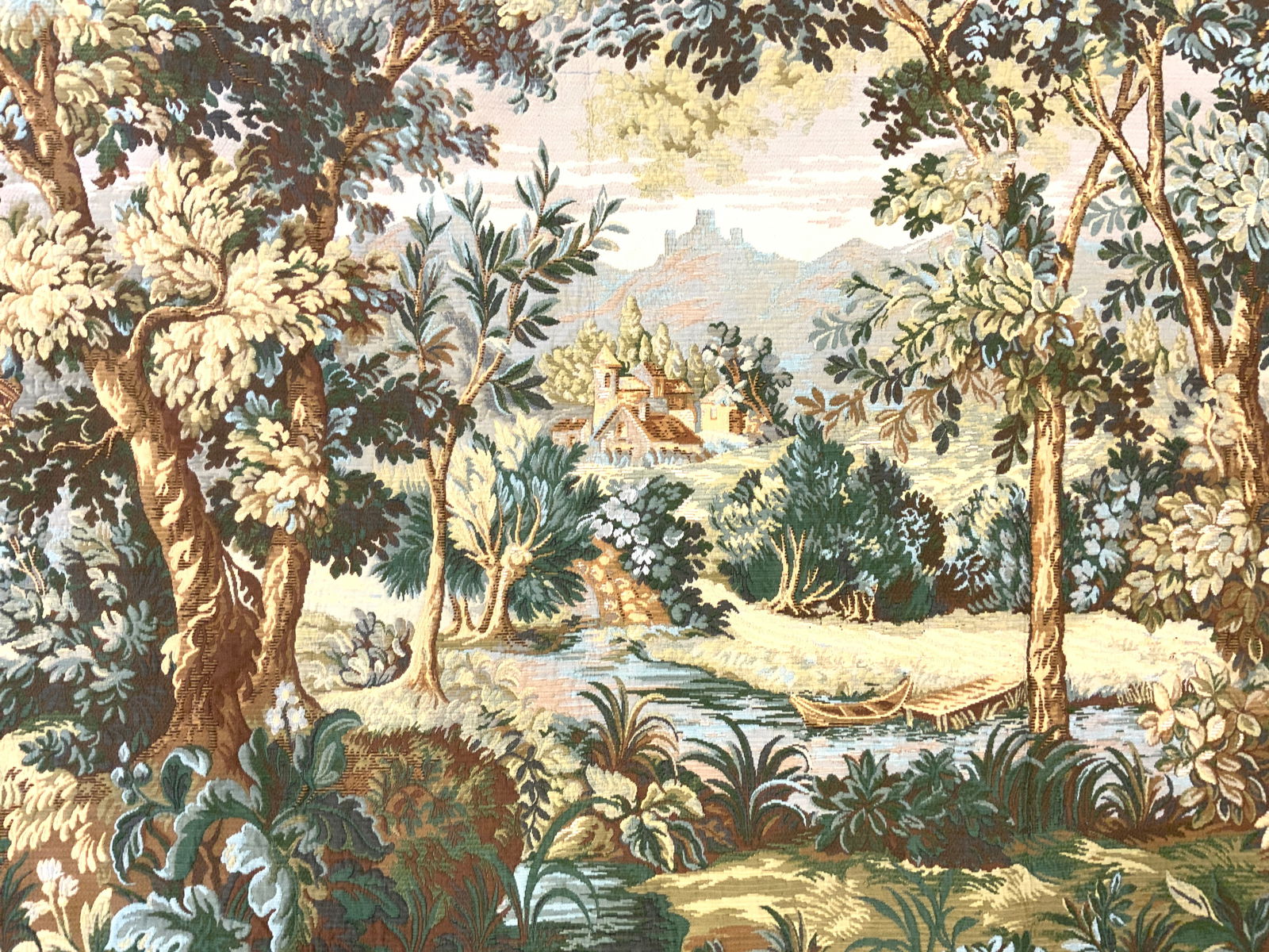 Vtg French Needlepoint Tapestry W Landscape Scene (1 of 11)