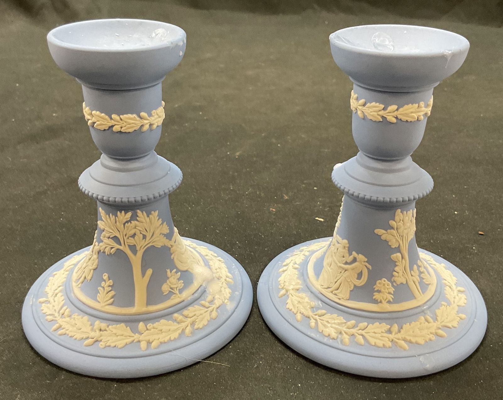 Set 2 WEDGWOOD Jasperware Blue Candle Holder UK (1 of 7)