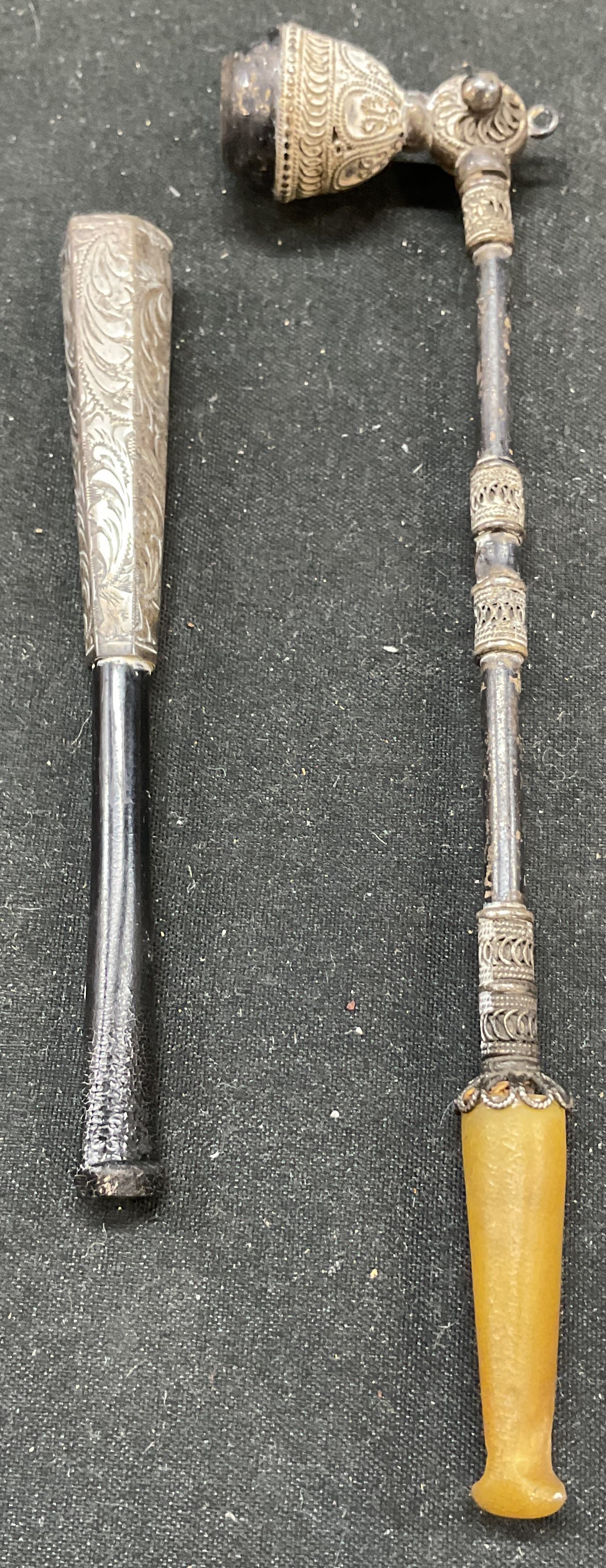 Lot 2 Antique Sterling Opium Pipe Cigarette Holder (1 of 6)