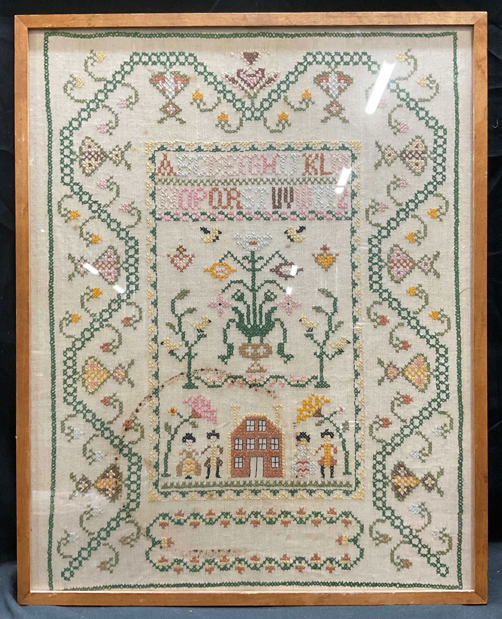 Antique Framed Cross Stitch Sampler (1 of 6)