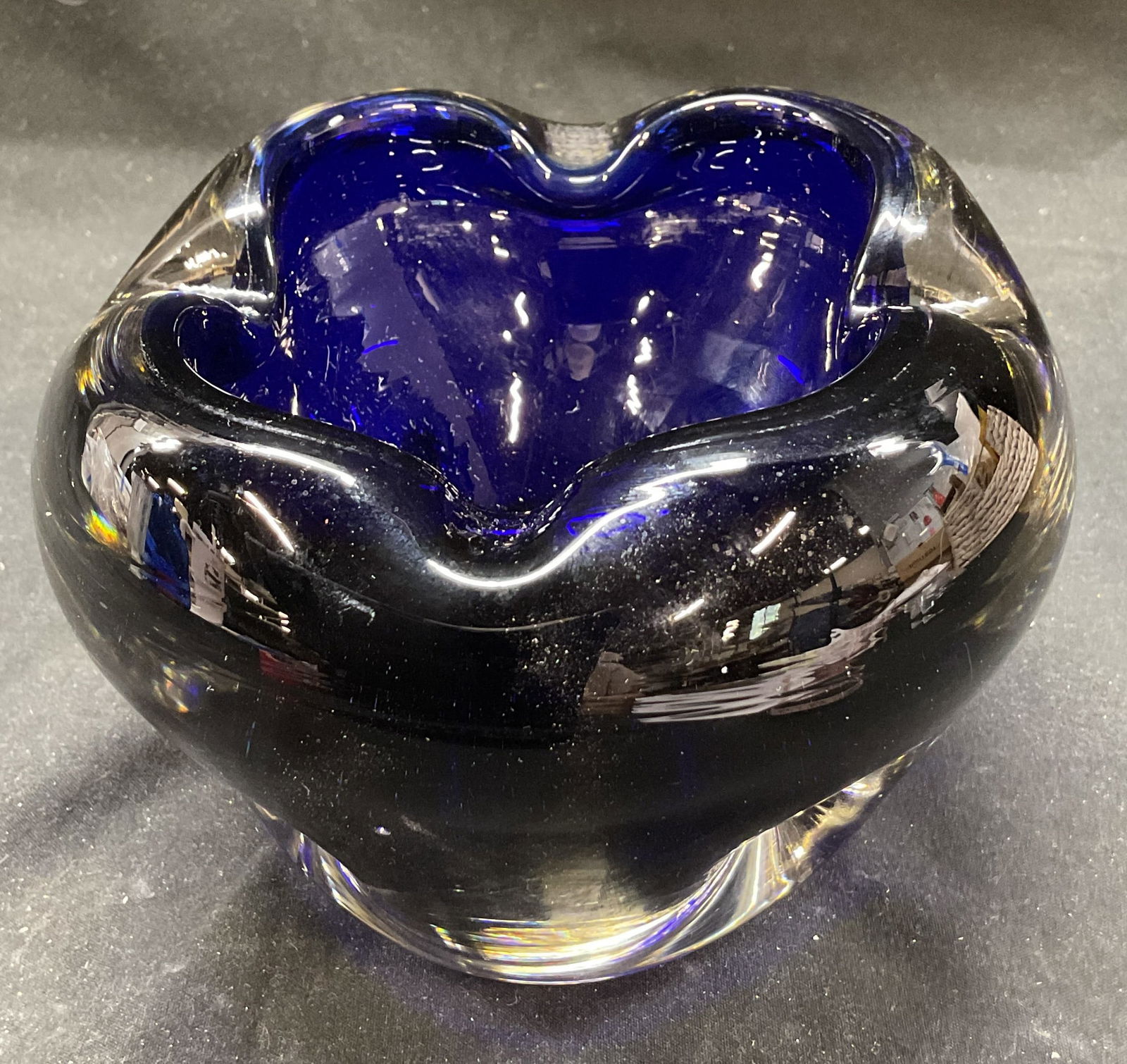 Vtg MURANO Blue Shell Shaped Glass Bowl (1 of 6)