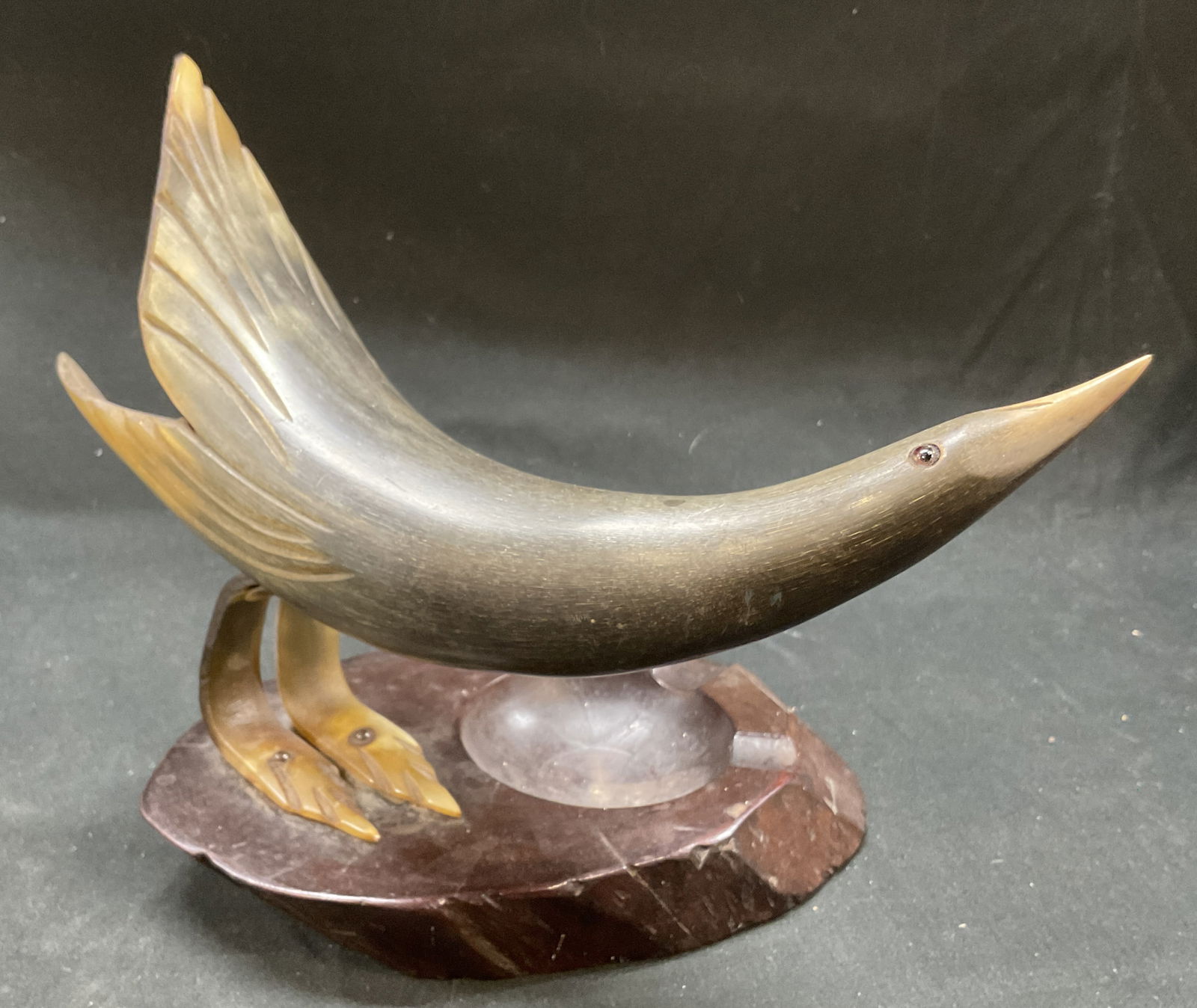 Vtg Wood Horn Bird Ashtray (1 of 7)