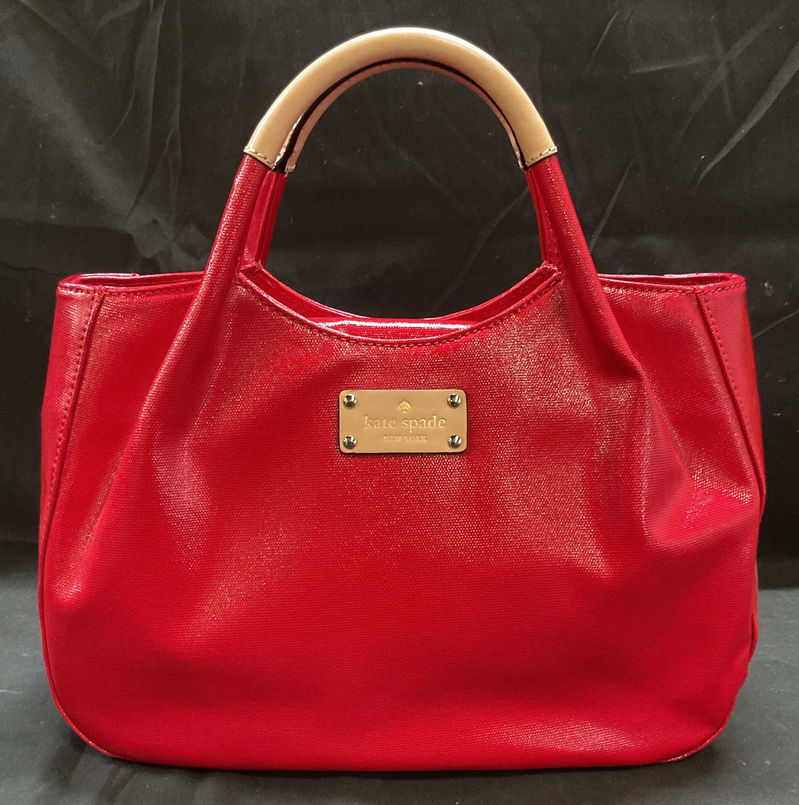 Kate Spade Red Canvas Satchel Handbag (1 of 7)