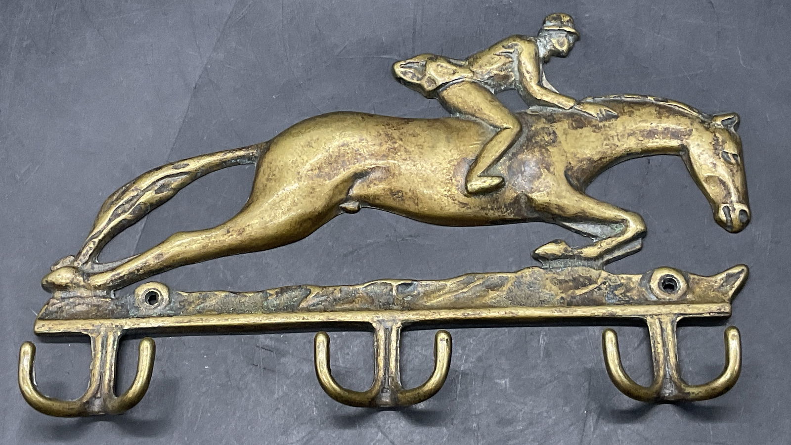 Vintage Brass Jockey & Horse Motif Wall Hook (1 of 9)