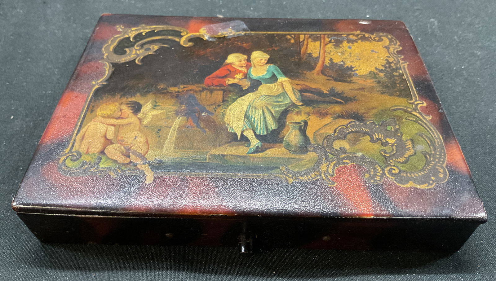 Antiq Victorian Papier mache Storage Box (1 of 8)