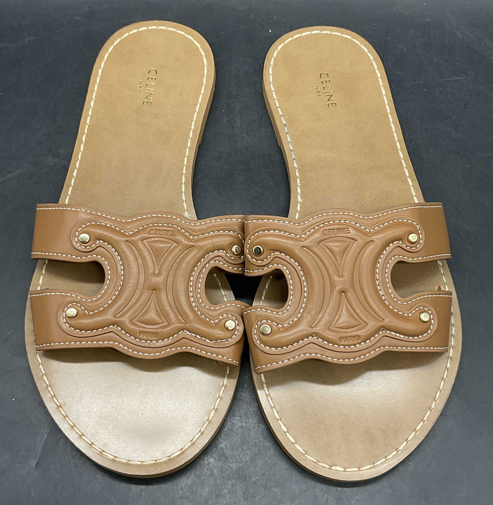 CELINE PARIS Brown Leather Sandals, Italy (1 of 10)