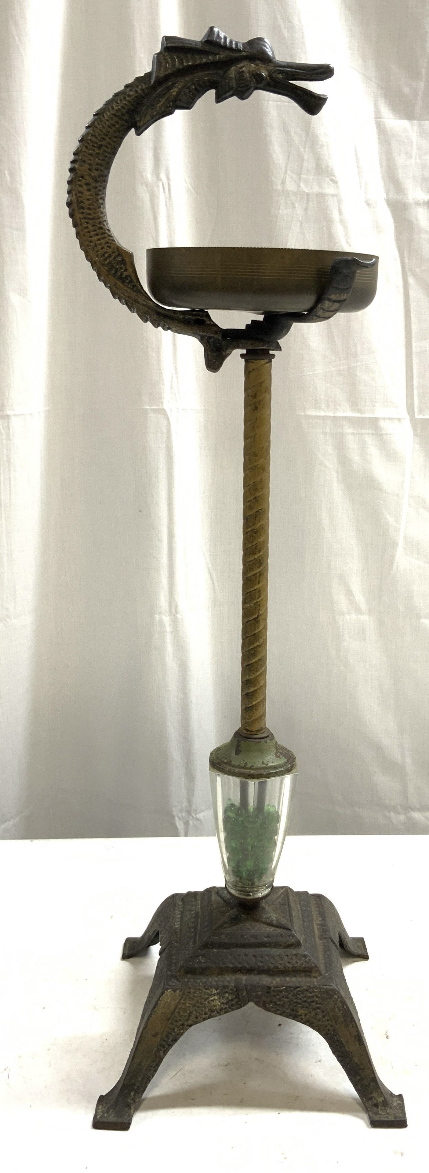 Vntg Art Deco Cast Iron Dragon Smoking Stand (1 of 8)