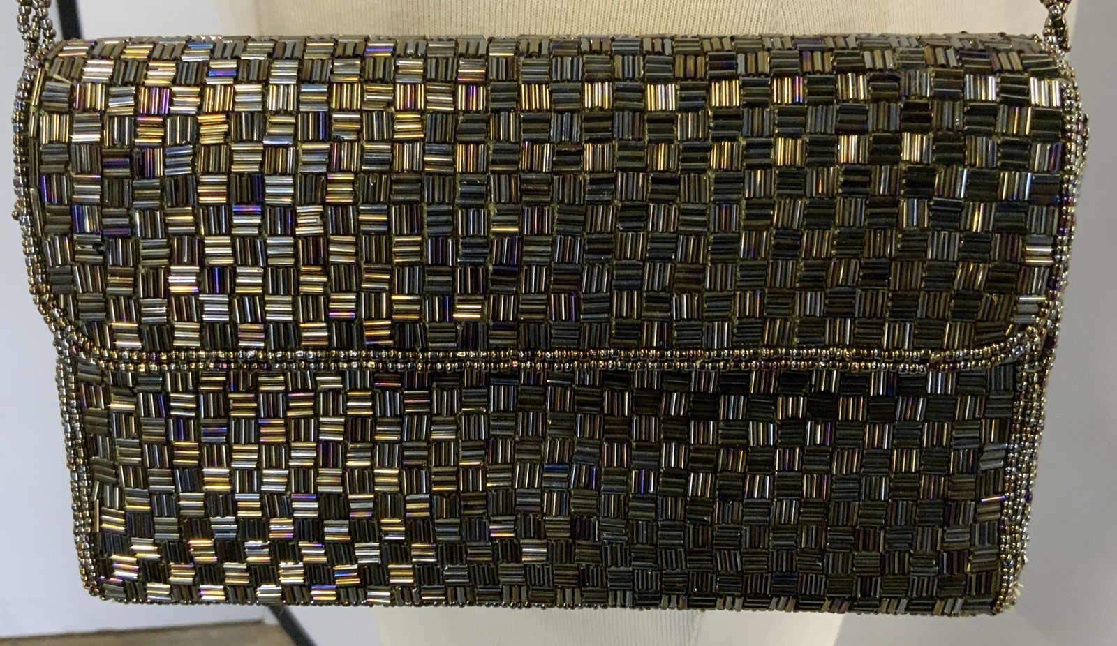 CARLO FELLINI Metallic Beaded Shoulder Bag (1 of 6)