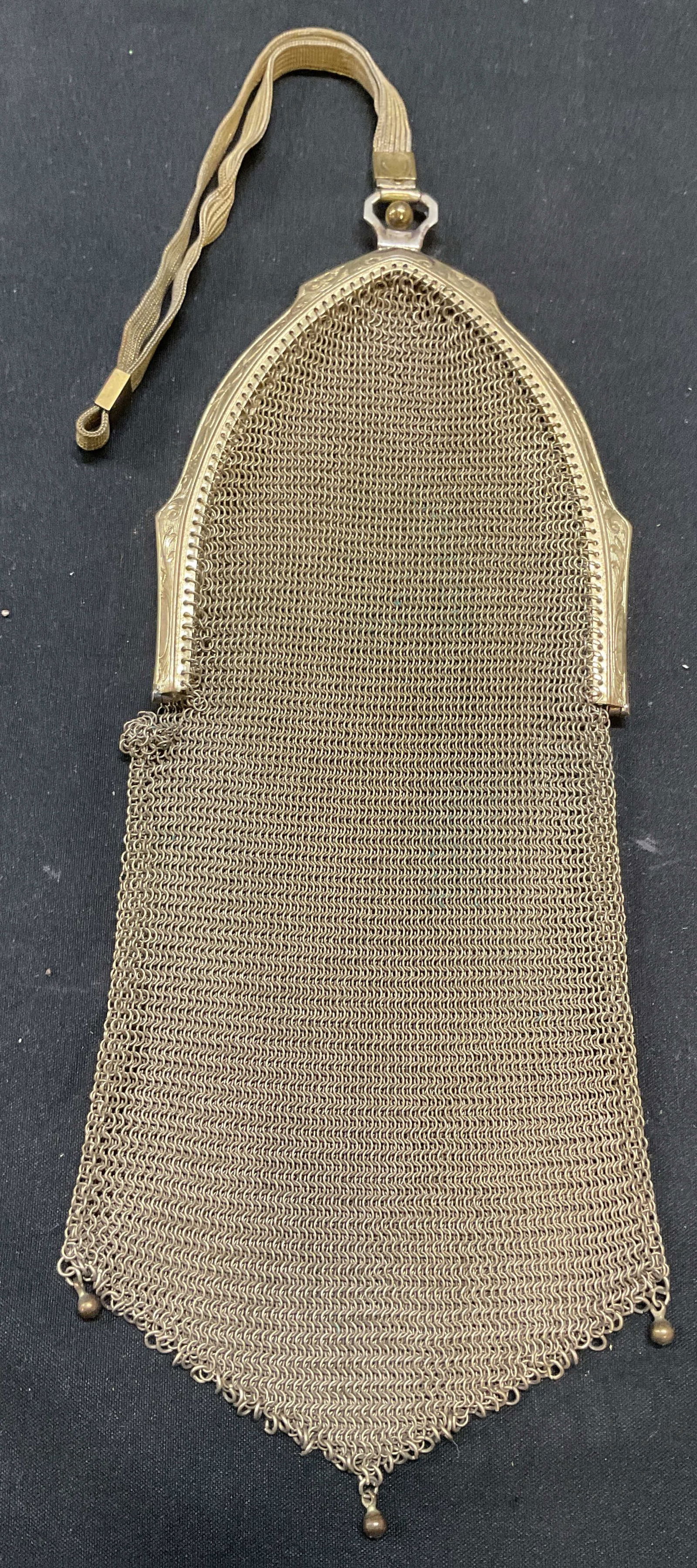 Antique Gold Tone Mesh Handbag (1 of 7)