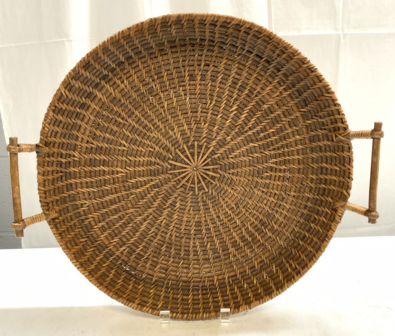 Woven Wicker Rattan Serving Tray W Handles (1 of 9)