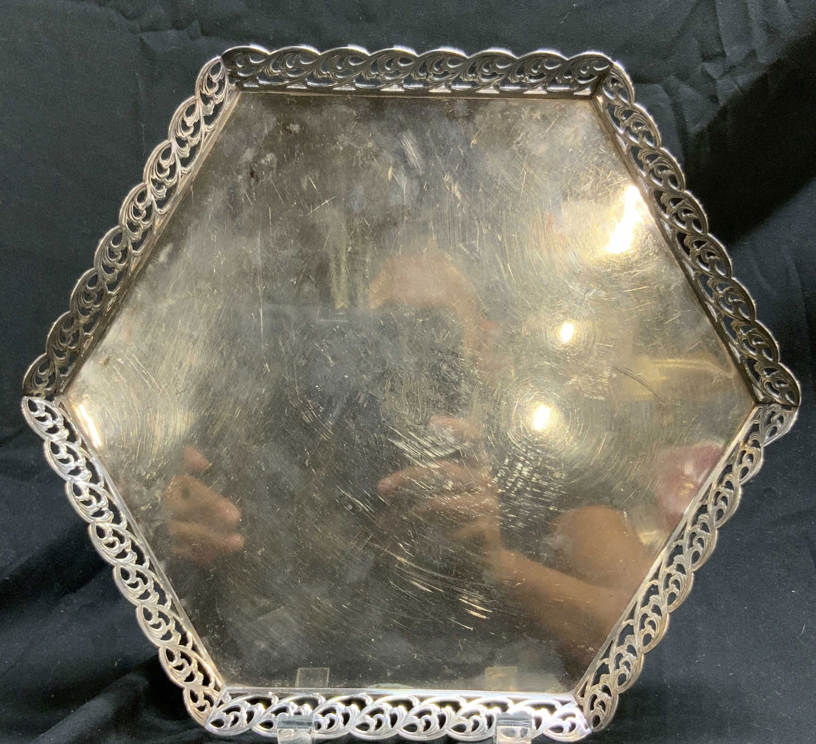 TIFFANY & CO Silver Soldered Tray W Gallery (1 of 8)
