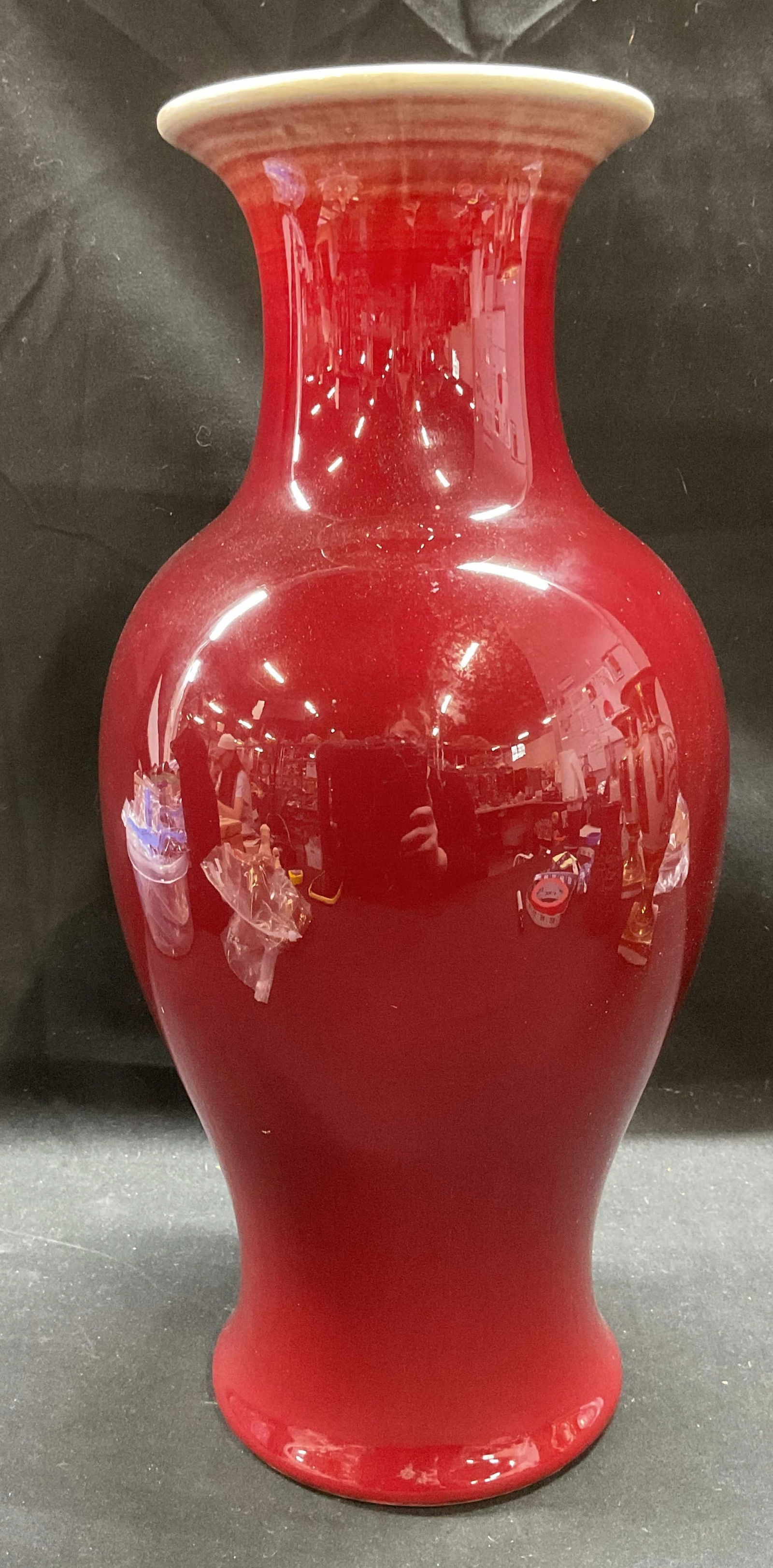 Signed Asian Red Porcelain Vase, 14 In T (1 of 6)