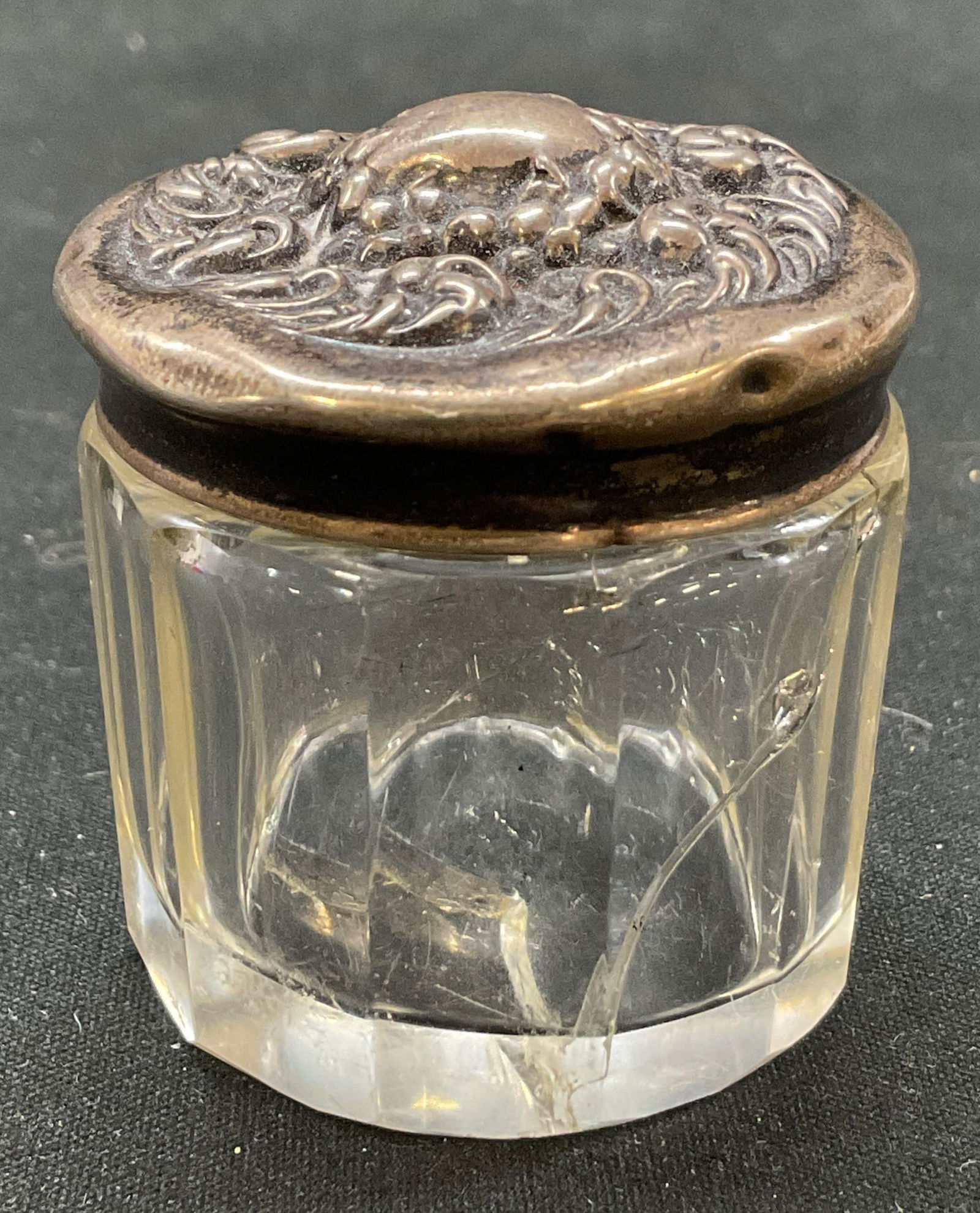 Antiq Glass Dresser Jar Sterling Top Pill Box (1 of 8)