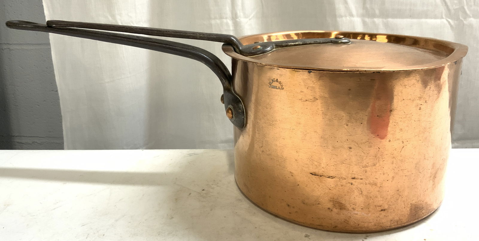 V OLAC & SONS Vtg Copper Sauce Pan W Lid (1 of 10)