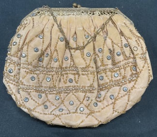 Vintage Beaded Faux Pearl Crystal Handbag