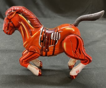 Vtg MTU Tin Litho Wind Up Mechanical Bucking Bronco