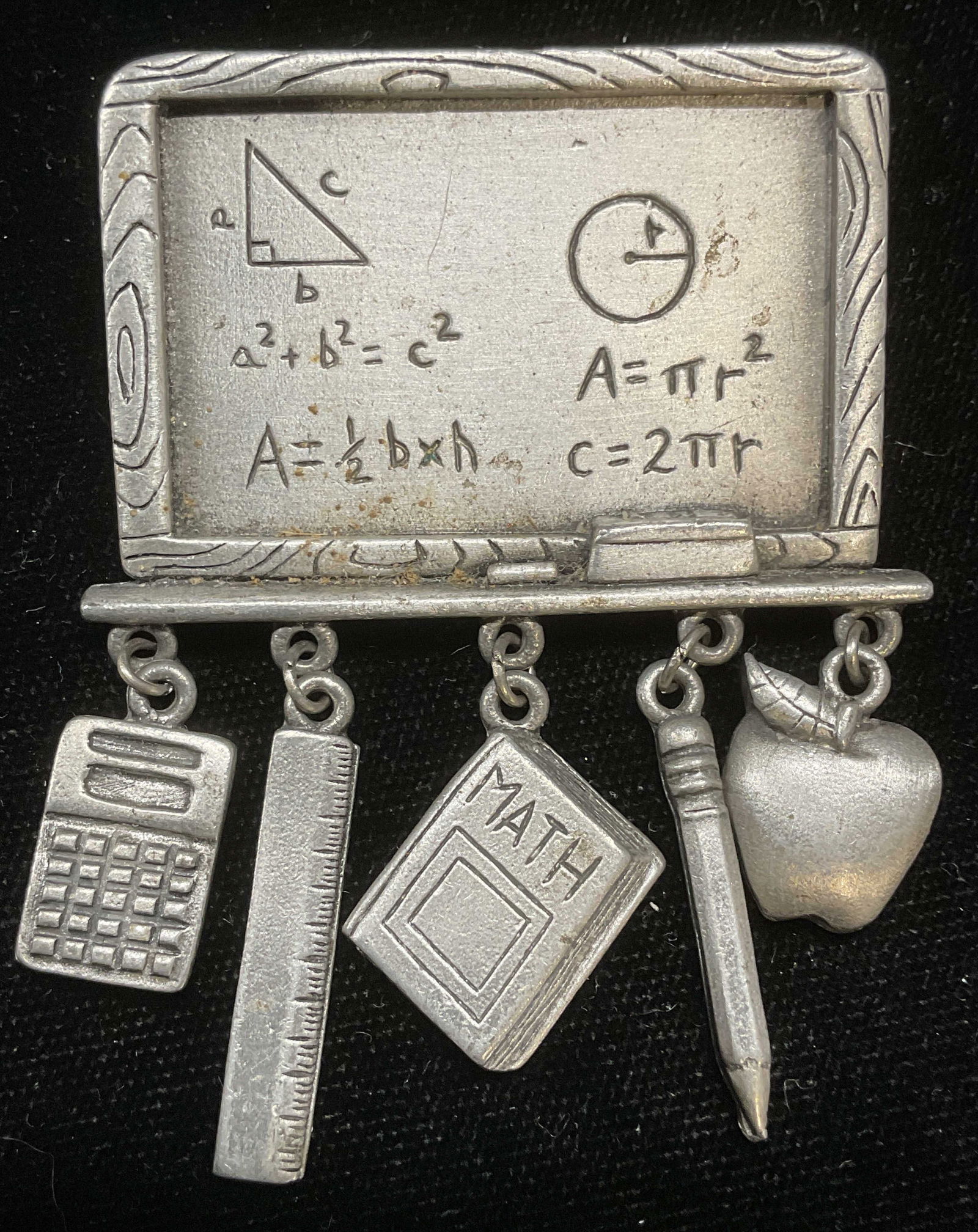 Vintage JJ Silver Tone Math Charm Brooch (1 of 6)