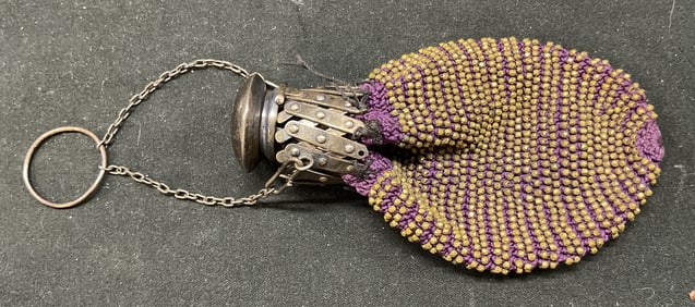 Antiq Sterling Silver Chatelaine Victorian Bag