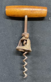 Antique Wood Handke Corkscrew Bottle Opener