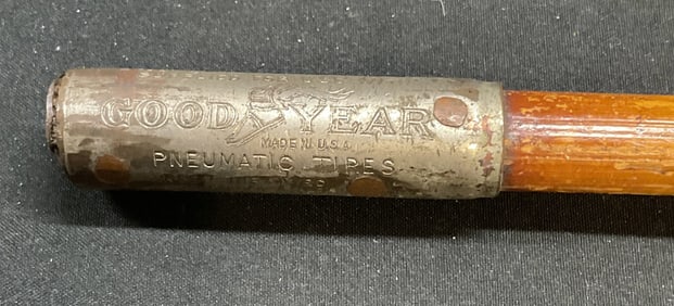 Vtg Good Year Tire Pressure Gauge Bamboo Cane