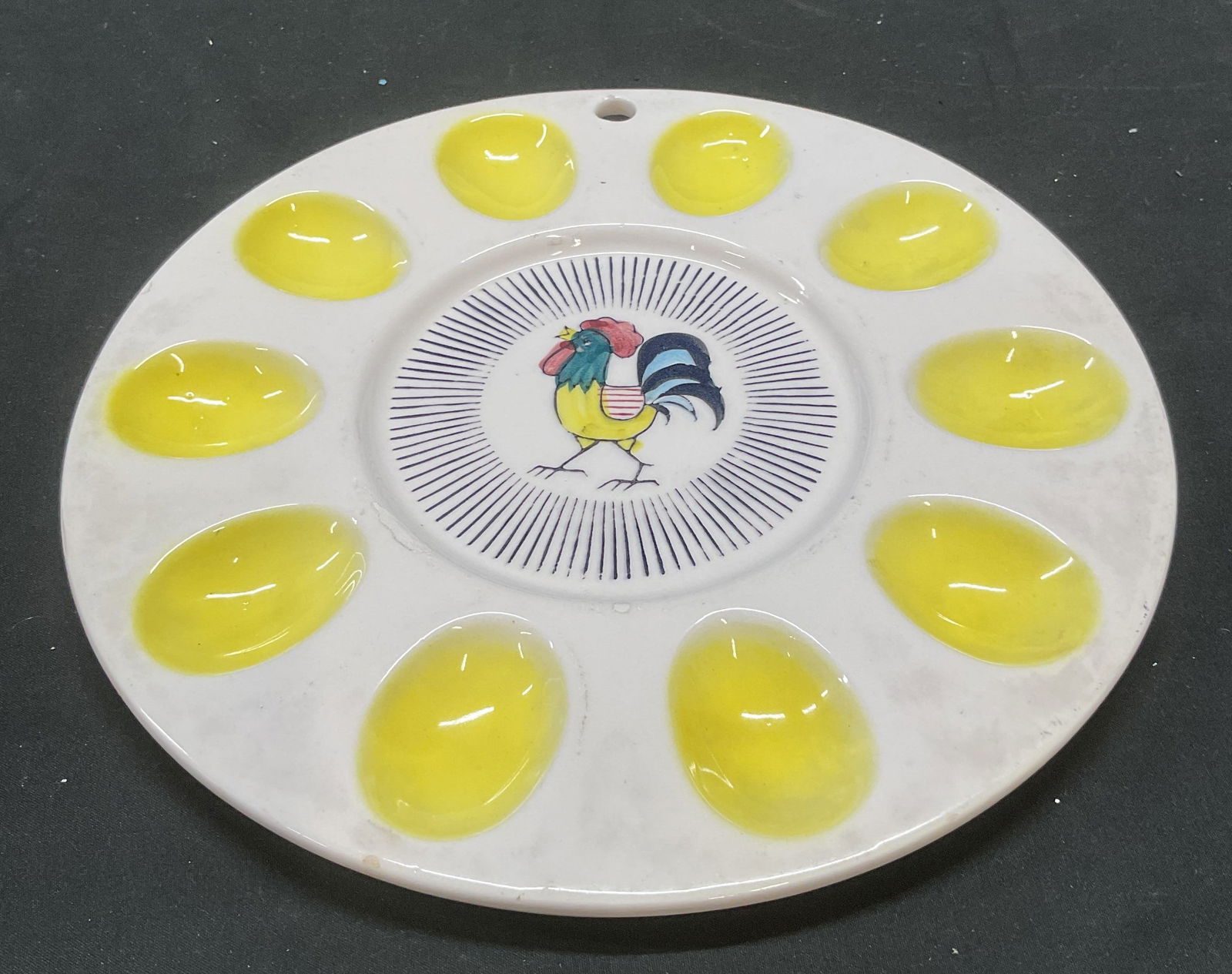 Vintage Hand Painted Ceramic Rooster Egg Dish (1 of 6)