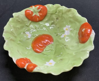 Vntg Hand Painted Tomato & Lettuce Bowl