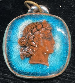 Handmade Ceramic Greek Cameo Pendant