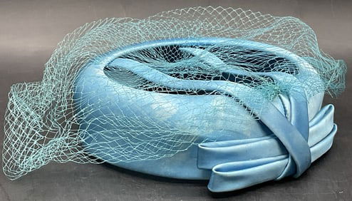 Vintage Blue Netted Ribbon Motif Fascinator Hat