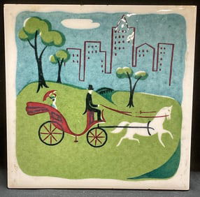 Vintage Wheeling Horse & Carriage Ceramic Tile