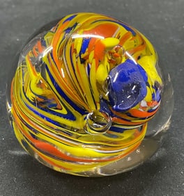 Vtg MURANO Style Hand Blown Glass Paperweight