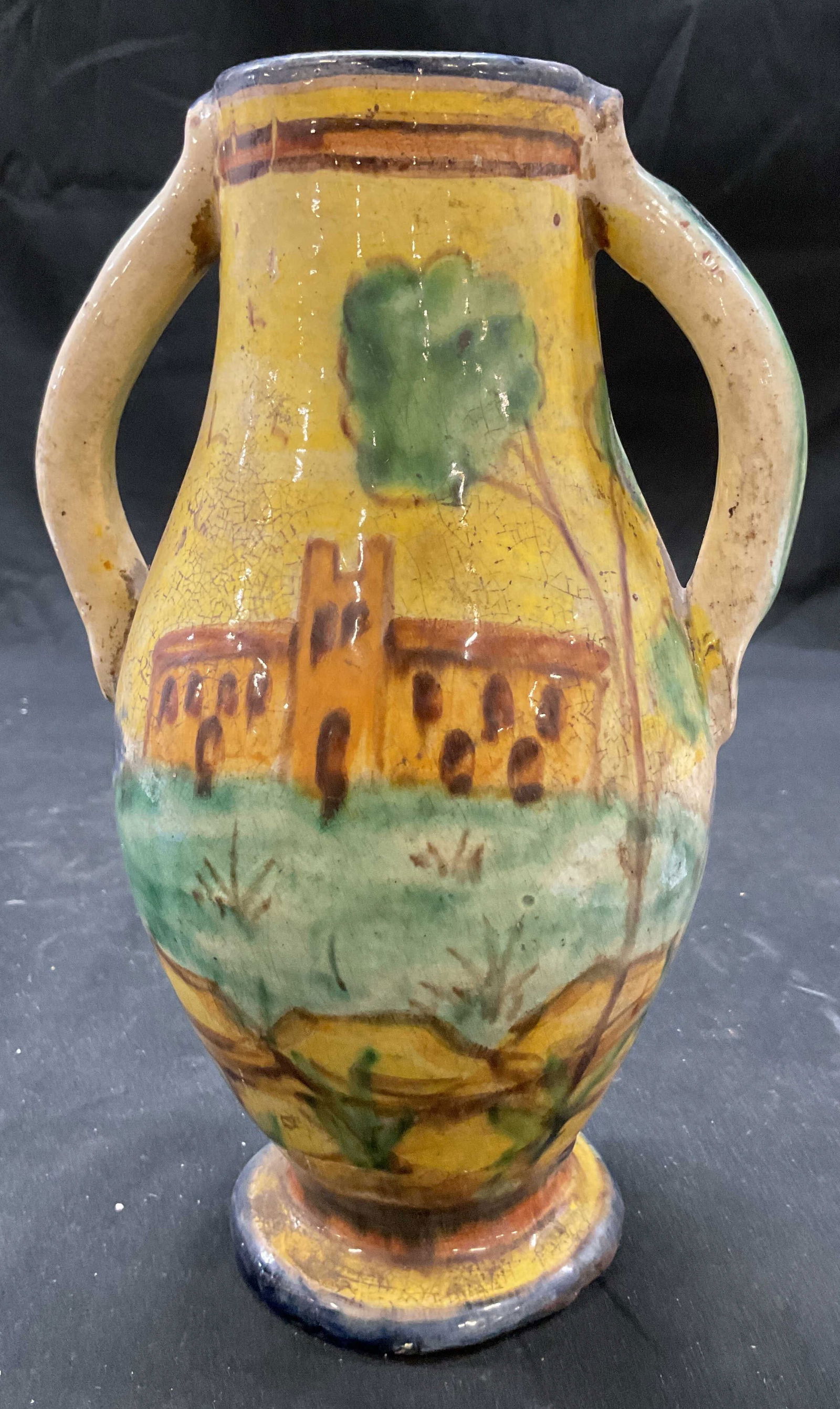 Vtg Signed Hand Painted Ceramic Pitcher Vase Italy (1 of 7)