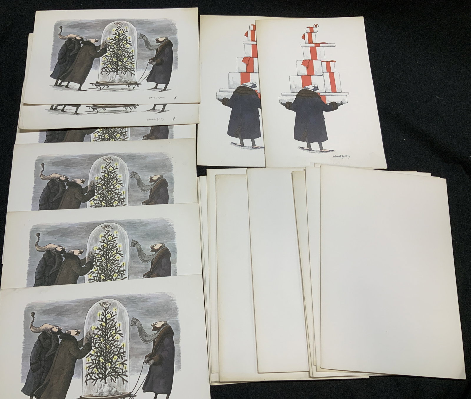 8+1977 Edward Gorey Gotham Book Mart Holiday Cards (1 of 10)