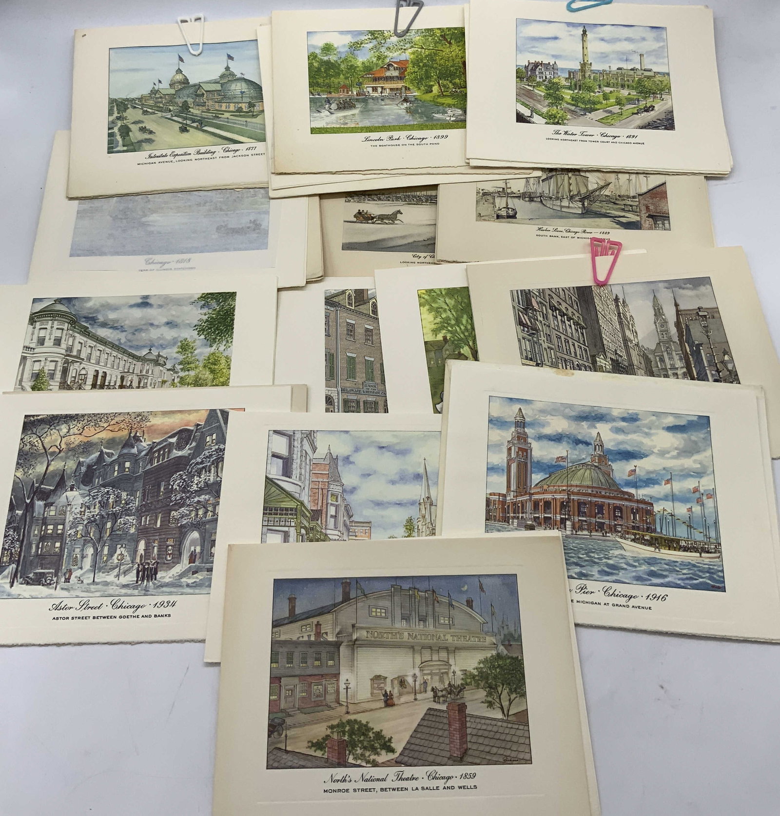 Vntg30+ Cards & Stamps, Northern Trust &More 1950s+: Lot 30+ of holiday cards. Majority of the cards appear to be from the Northern Trust Co and depict historic views and landmarks in Chicago, illustrations of figures & landscapes. Includes City of Chic