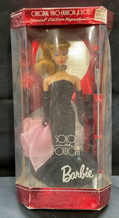 1994 Timeless Creations Solo Spotlight Barbie NIB: 1994 Mattel Timeless Creations Solo in the Spotlight Barbie. 1960s fashion and doll style. New in box. Not examined out of box. Box measures approx 12.25 x 6.5 x 3 inches. Barbie, vintage Barbie, coll