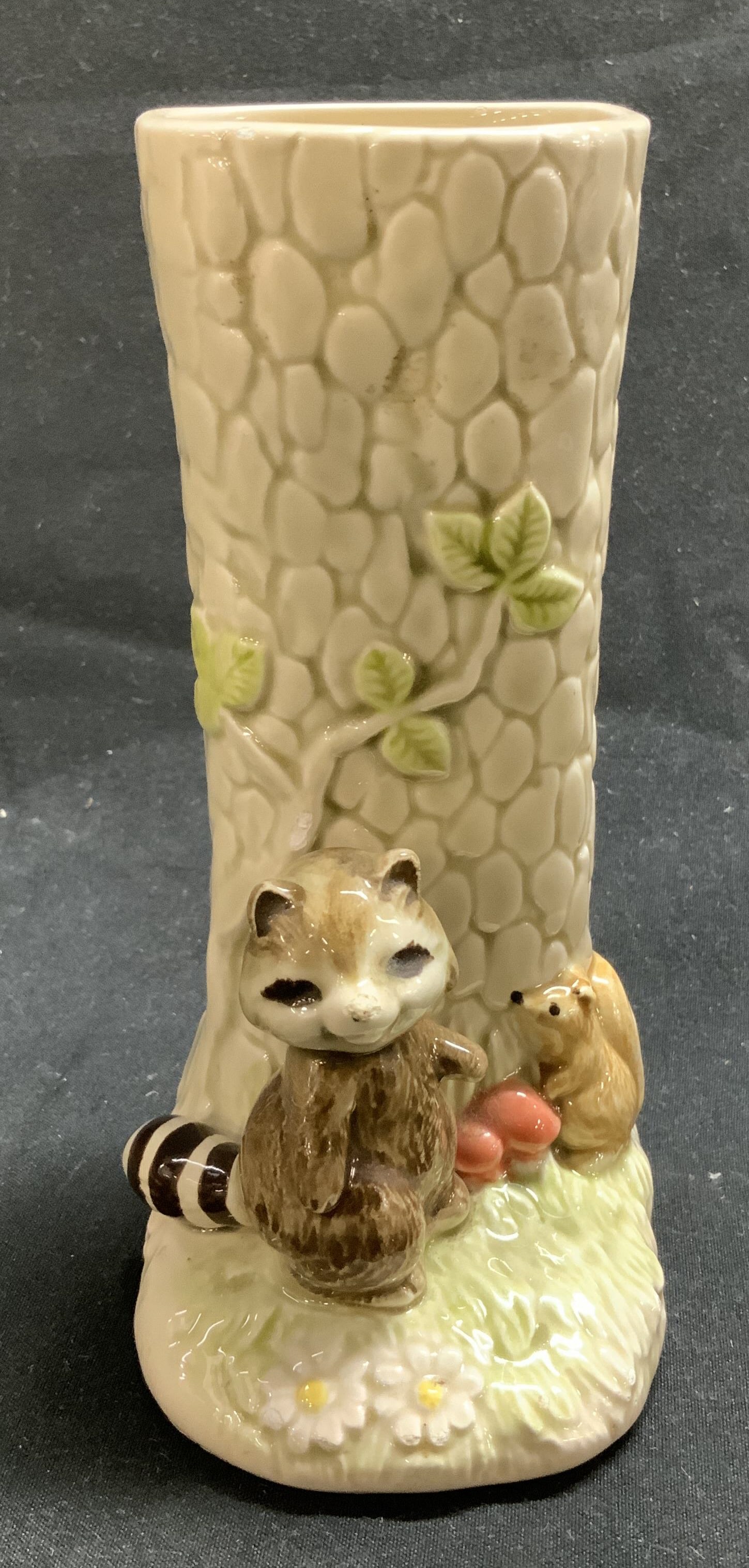 GIBSON Tree Trunk W Raccoon Ceramic Vessel (1 of 6)