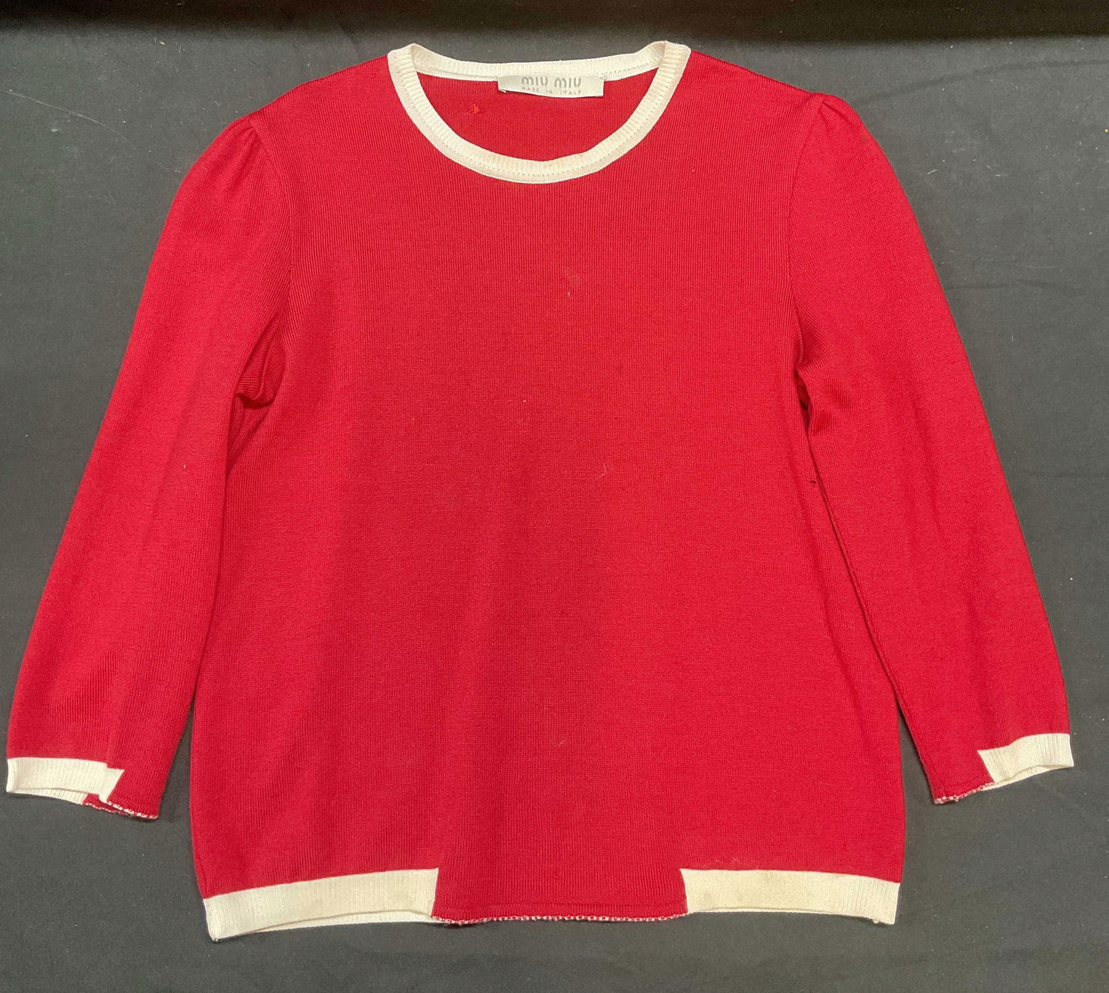 Vtg MIU MIU Red White Wool Sweater Italy (1 of 6)