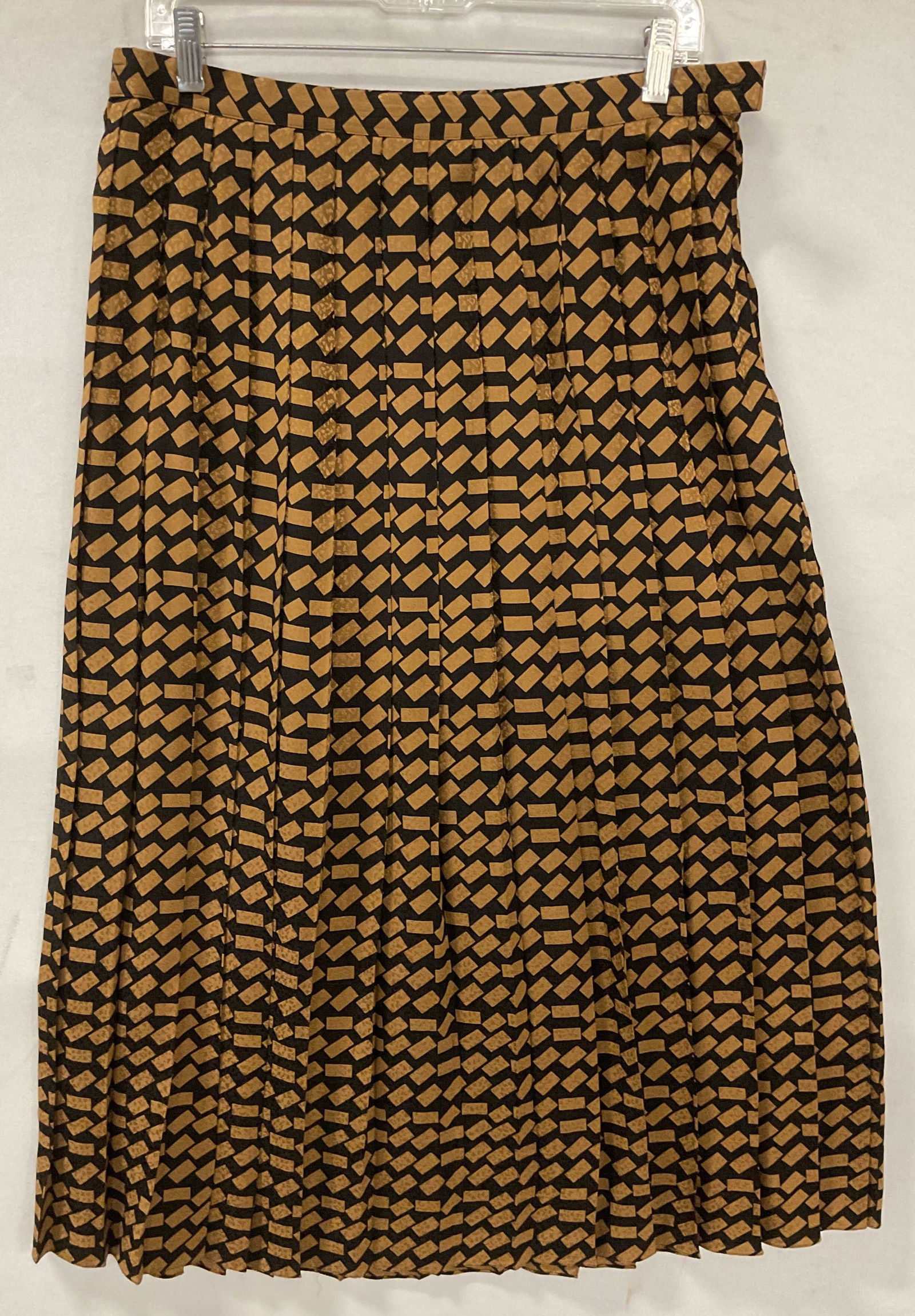 Vintage Brown Black Graphic Print Silk Skirt (1 of 6)