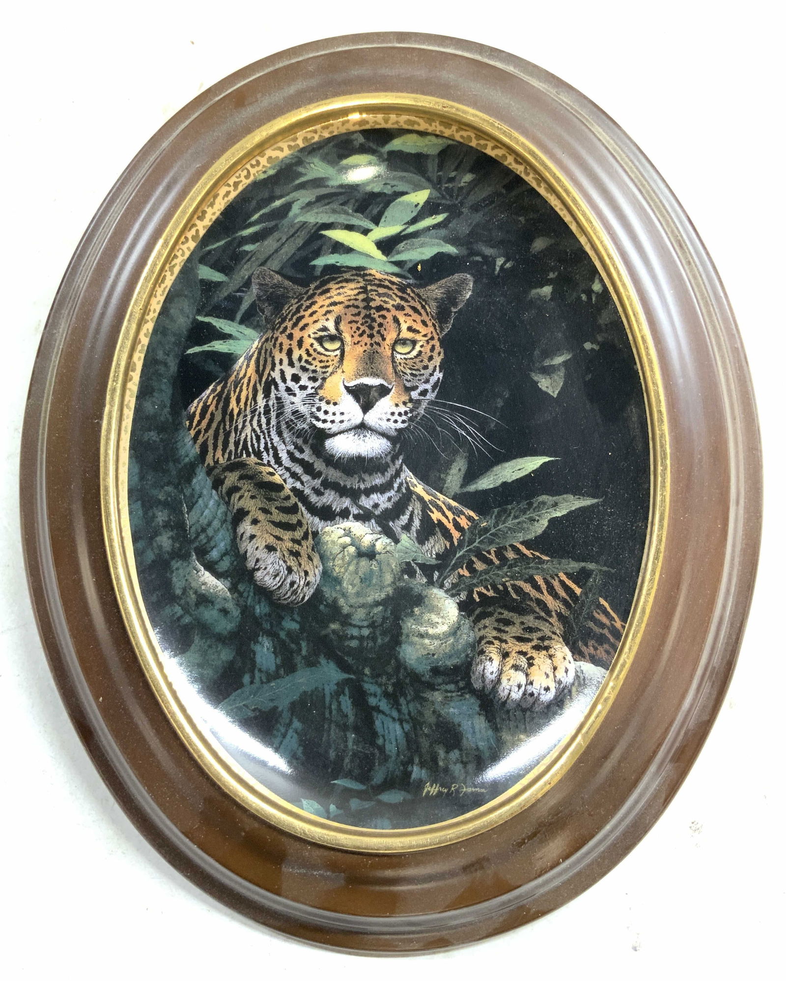 BRADEX SOLITUDE JAGUAR Framed Porc Oval Wall Plate (1 of 7)