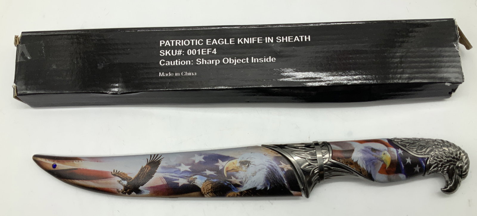 Patriotic Eagle Stainless Steel Knife W Sheath NIB (1 of 8)