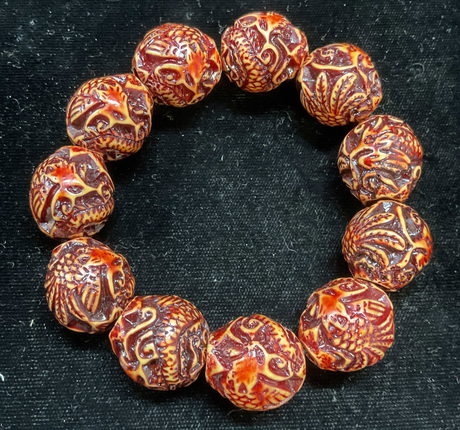 Vintage Red Dragon Chunky Beaded Bracelet (1 of 6)