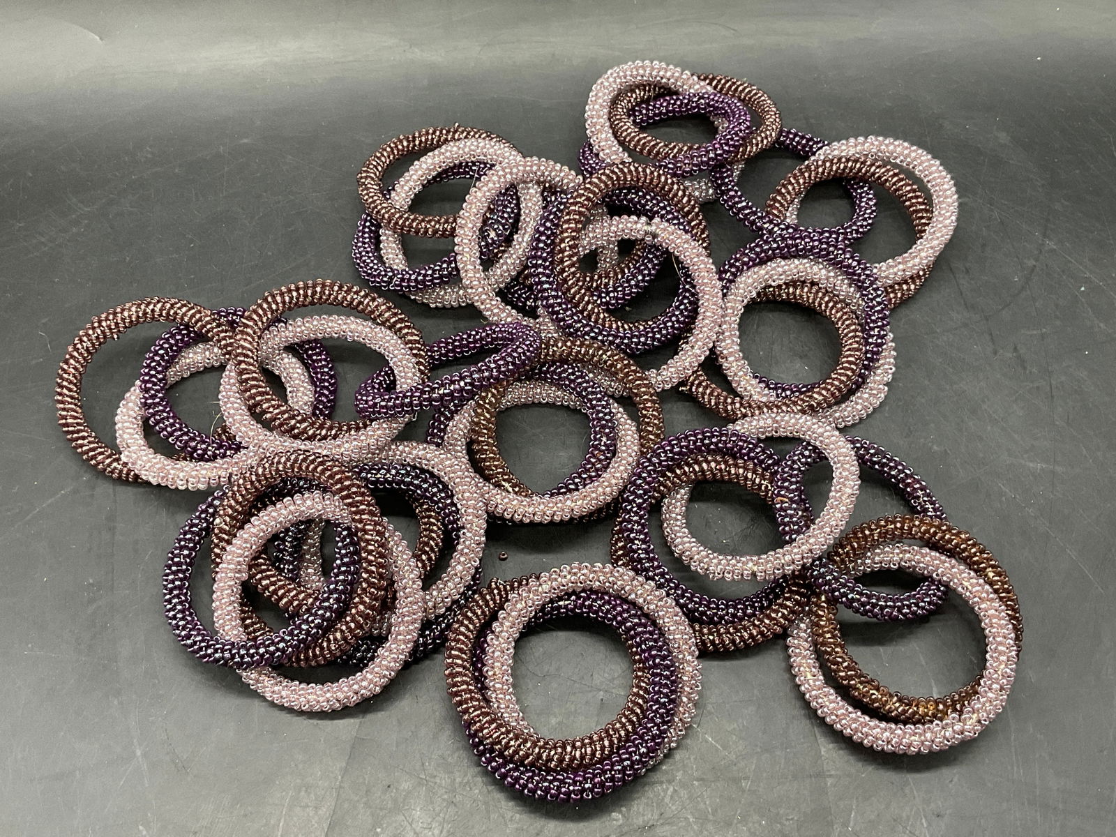 Set 14 Vintage Purple Seed Beaded Napkin Rings (1 of 7)