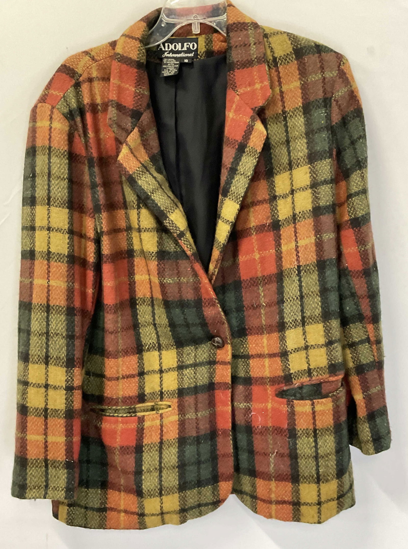 ADOLFO INTERNATIONAL Vintage Plaid Blazer / Jacket (1 of 8)