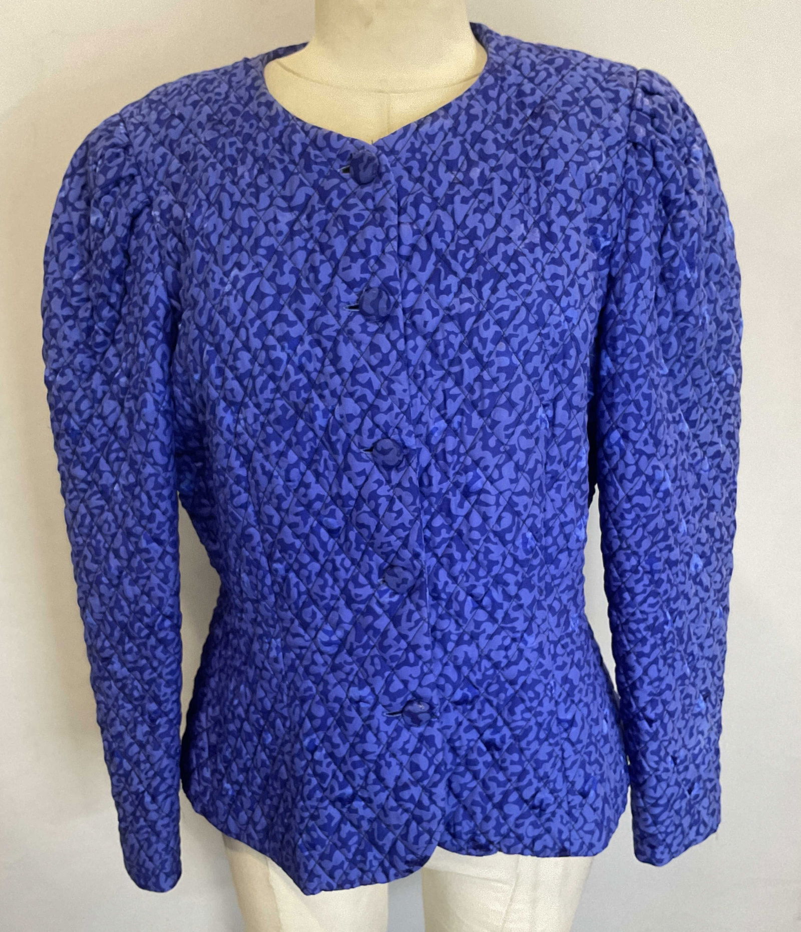 Vintage Ricki Freeman Blue Quilted Silk Jacket (1 of 6)