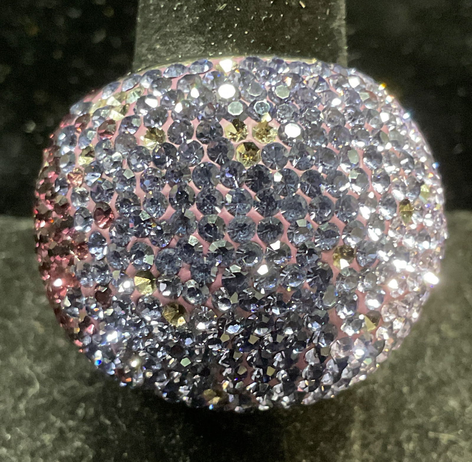 Silver Tone Purple Crystal Statement Dome Ring (1 of 6)